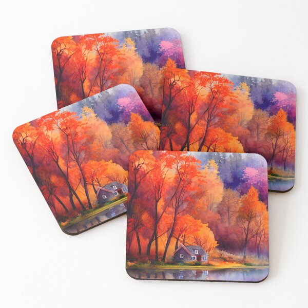Item preview, Colorful Autumn Landscape Watercolor 27 designed and sold by Red Witch Art.