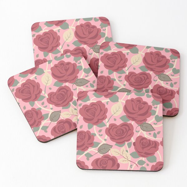 Item preview, Retro Rose Flowers with Green Leaves Pink Pattern designed and sold by Moyanana.