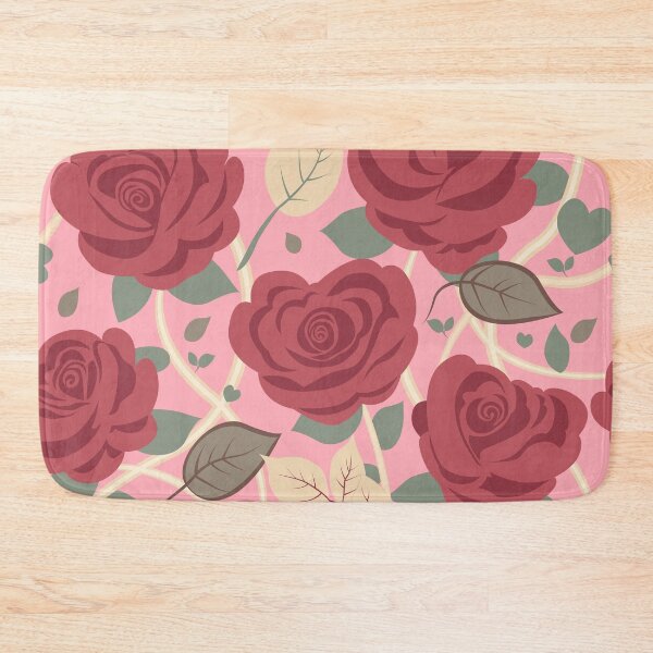 Item preview, Retro Rose Flowers with Green Leaves Pink Pattern designed and sold by Moyanana.
