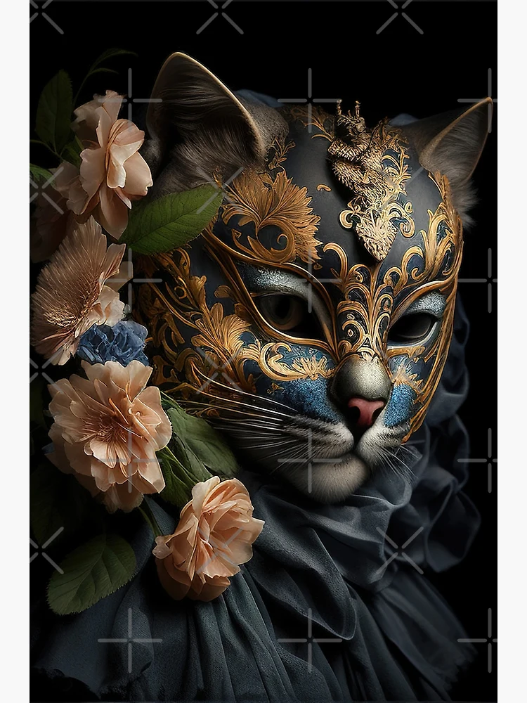 Mysterious Venezian floral masquerade cat mask Poster for Sale by Remco  Kouw