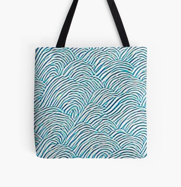 Blue hay bales All Over Print Tote Bag