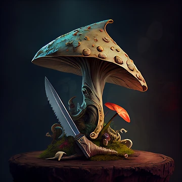 Imagen de la obra The Artist and the Knifefungus Digital Painting de CodeAndColors