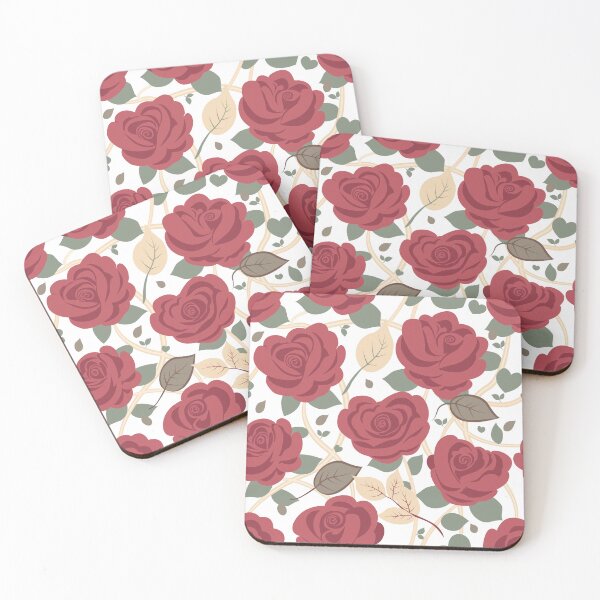 Item preview, Retro Rose Flowers with Green Leaves White Pattern designed and sold by Moyanana.