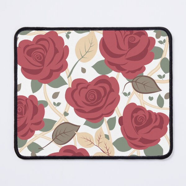 Item preview, Retro Rose Flowers with Green Leaves White Pattern designed and sold by Moyanana.