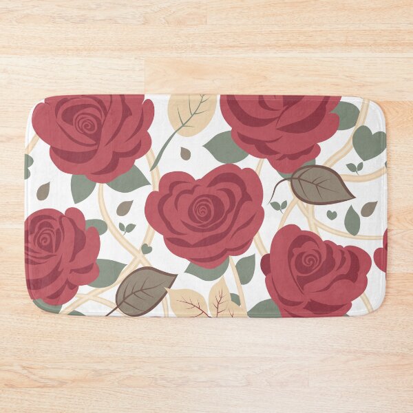 Item preview, Retro Rose Flowers with Green Leaves White Pattern designed and sold by Moyanana.