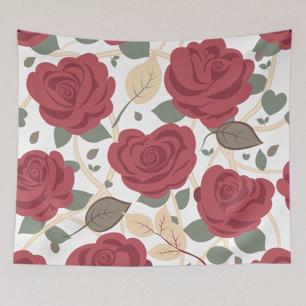 Item preview, Retro Rose Flowers with Green Leaves White Pattern designed and sold by Moyanana.