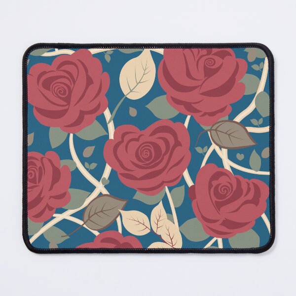 Item preview, Retro Rose Flowers with Green Leaves Blue Pattern designed and sold by Moyanana.