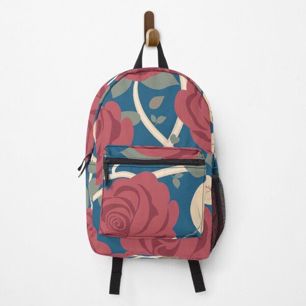 Item preview, Retro Rose Flowers with Green Leaves Blue Pattern designed and sold by Moyanana.