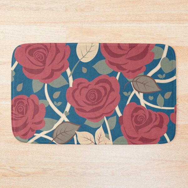 Item preview, Retro Rose Flowers with Green Leaves Blue Pattern designed and sold by Moyanana.