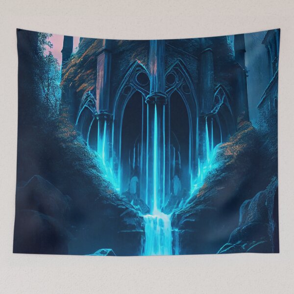 Item preview, Waterfall temple painting #1 designed and sold by Artistic Pandas.