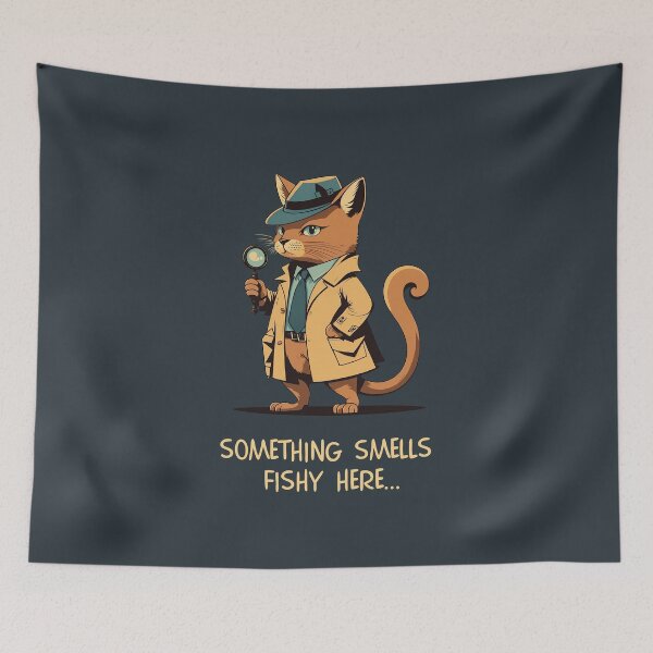 Item preview, "Something smells fishy here..." - Detective Cat designed and sold by Farasic.