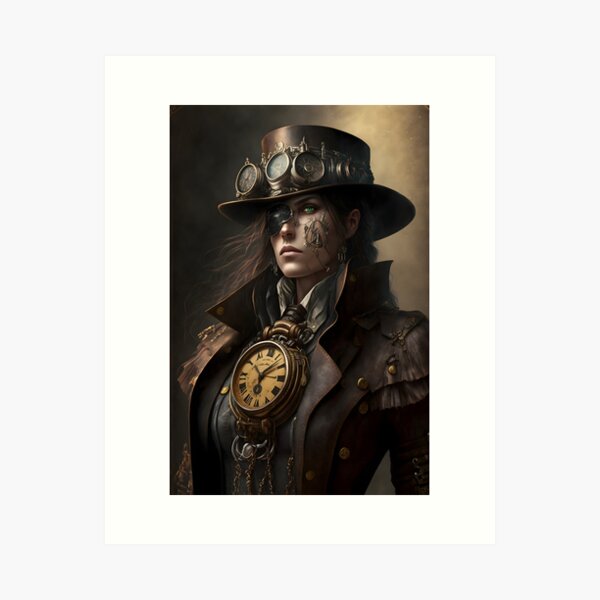 Aperçu de l'œuvre Dame steampunk avec veste en cuir marron créée et vendue par BadBoyCustoms.
