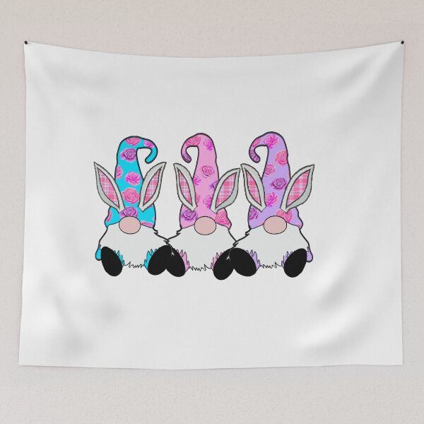 Item preview, 3 Easter Gnomes Pastel floral hats Spring Bunny Ears Rabbit Cute designed and sold by funnytshirtemp.