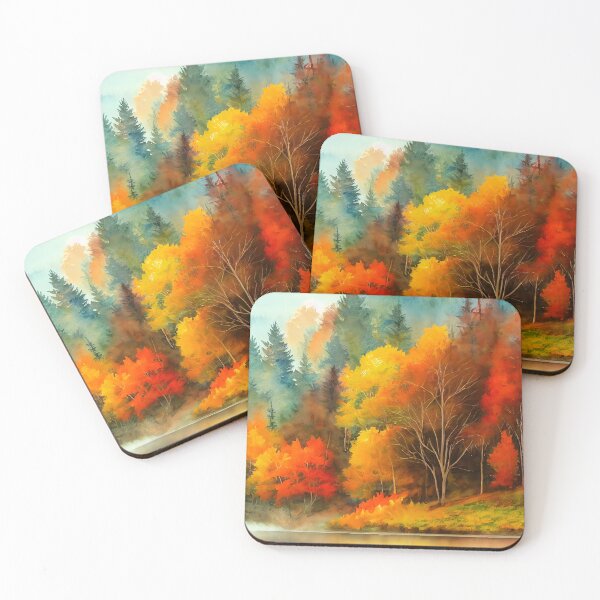 Item preview, Colorful Autumn Landscape Watercolor 32 designed and sold by Red Witch Art.