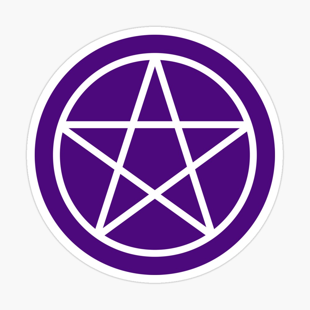 Pagan Wiccan Cheeky Witch® White and Purple Pentacle  Poster for