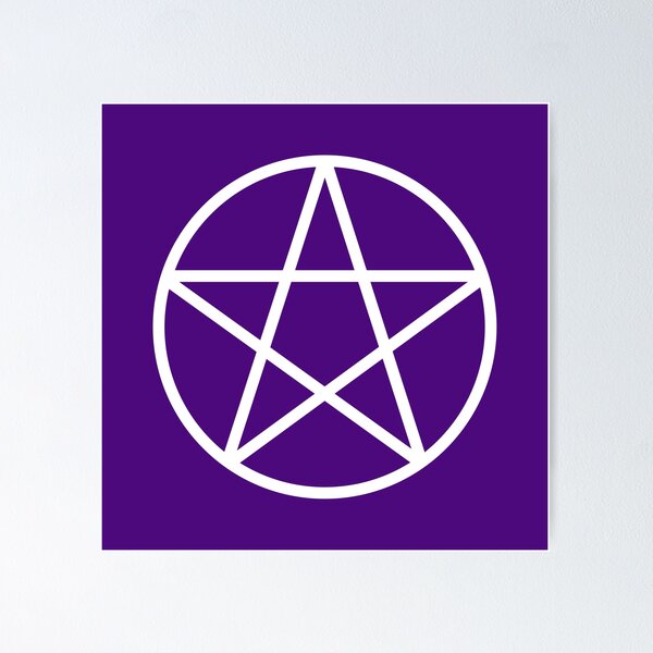 Pagan Wiccan Cheeky Witch® White and Purple Pentacle  Poster for