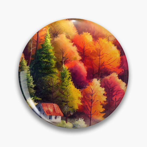 Item preview, Colorful Autumn Landscape Watercolor 30 designed and sold by Red Witch Art.