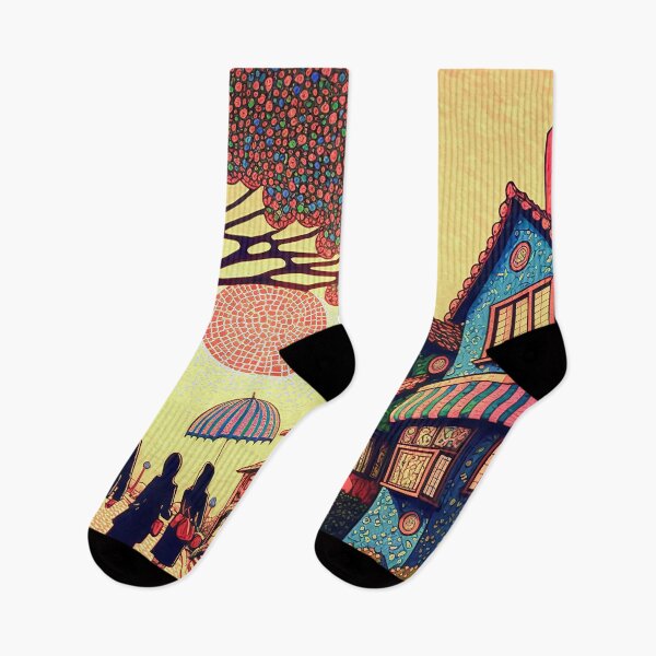 Item preview, Landscape Village rainbow color impressionism art designed and sold by PhiloSophyEye.