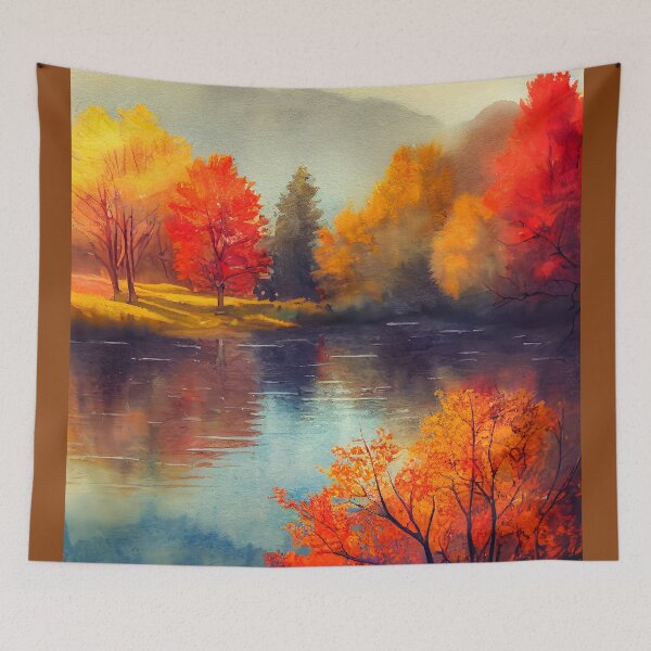 Item preview, Colorful Autumn Landscape Watercolor 34 designed and sold by Red Witch Art.