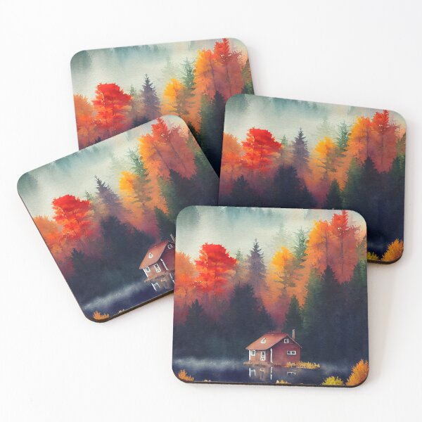Item preview, Colorful Autumn Landscape Watercolor 35 designed and sold by Red Witch Art.