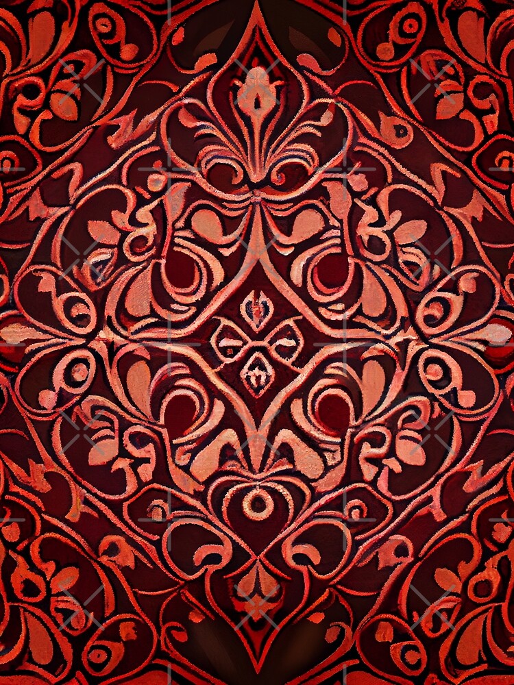 Thumbnail 3 von 3, Tuch, Fine Muted Red Traditional Pattern Digital Painting designt und verkauft von CodeAndColors.