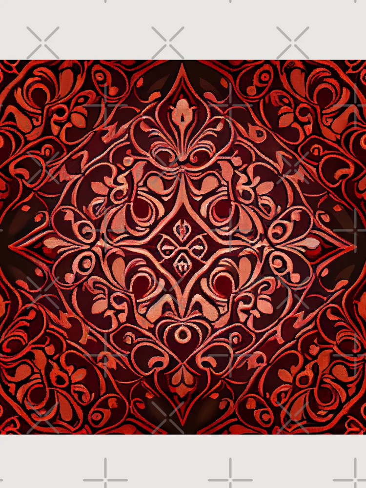 Thumbnail 6 von 6, Premium Oversized Pullover, Fine Muted Red Traditional Pattern Digital Painting designt und verkauft von CodeAndColors.