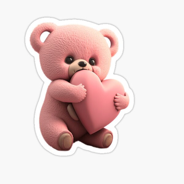 Kawaii Pink Cartoon Stickers – My Heart Teddy