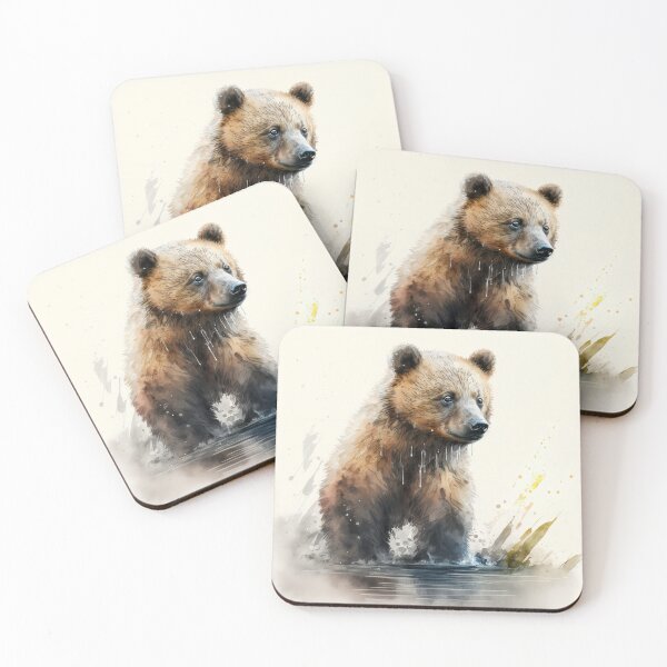 Item preview, Little Grizzly Bear Watercolor Art Print, Grizzly Bear Painting Wall Art Decor designed and sold by Globuwear.