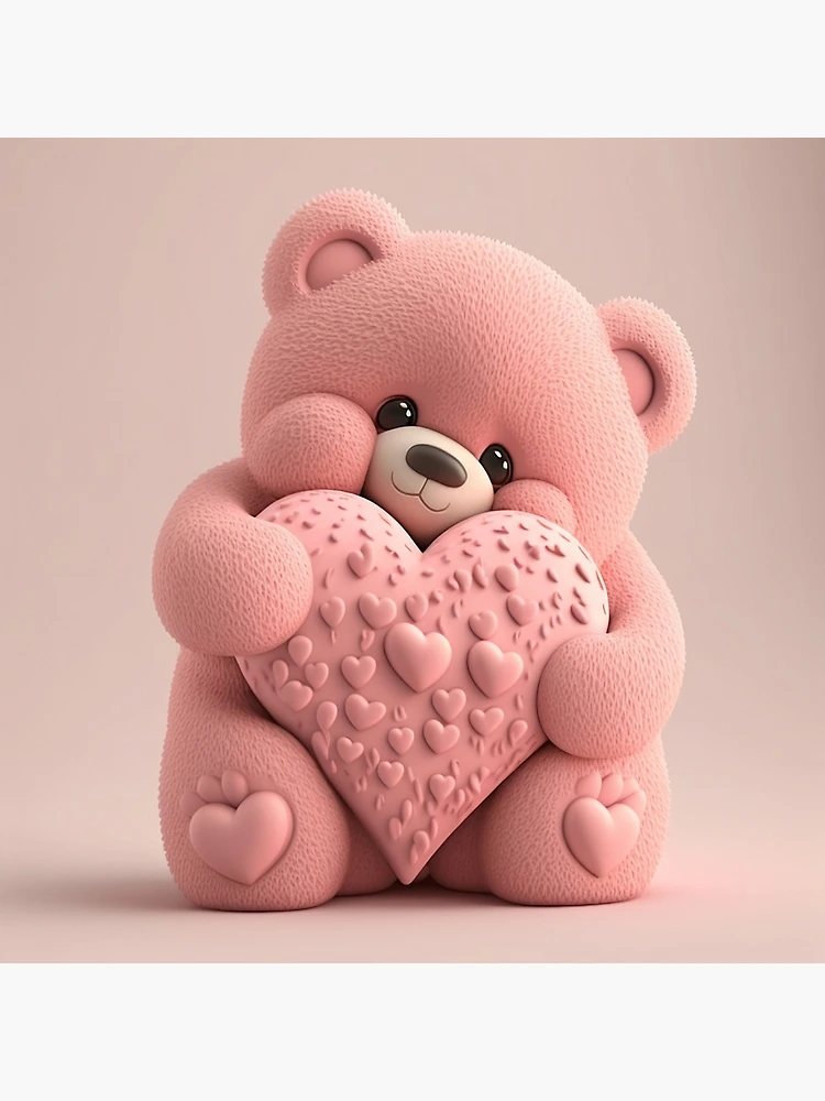 Pink Heart Teddy Bear Valentines Day Sticker – INKtropolis