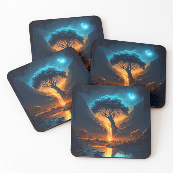 Item preview, Tree of life at bottom of waterfall painting 2 designed and sold by Artistic Pandas.