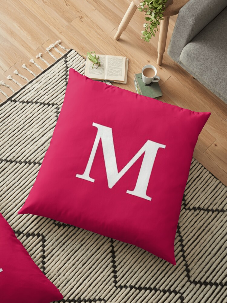 Letter M Pink Floor Pillow By Dinelson Redbubble