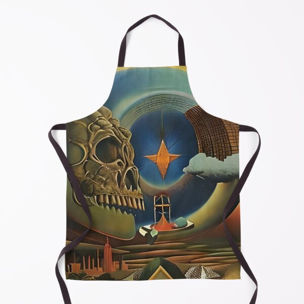 Item preview, Surrealist painting like digital art of a Skull biblical style winged angel abstract buldings designed and sold by Ataraxia Apparel.