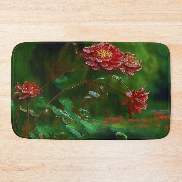 Item preview, Zinnia red flower painting 2-  inspired by Monet designed and sold by EmeraldeaArt.