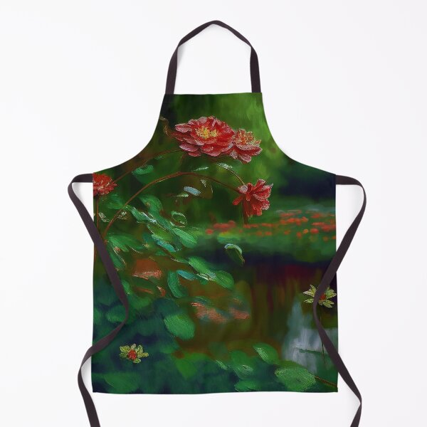Item preview, Zinnia red flower painting 2- inspired by Monet designed and sold by EmeraldeaArt.