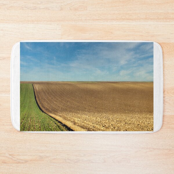 Item preview, Plowed and young green wheat field landscapes designed and sold by goceris.