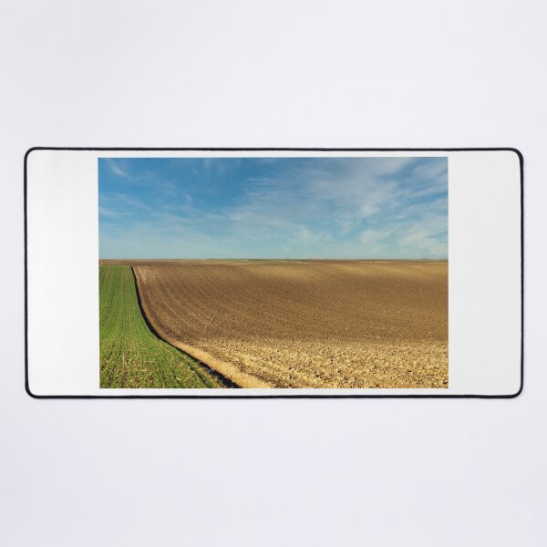 Item preview, Plowed and young green wheat field landscapes designed and sold by goceris.