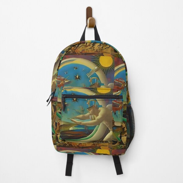 Item preview, Surrealist painting like digital art of a futuristic scene, angel, sun, stars, and planes designed and sold by Ataraxia Apparel.