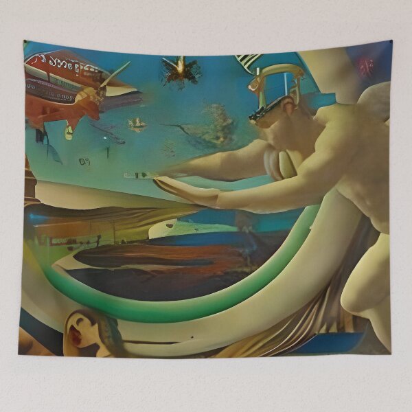 Item preview, Surrealist painting like digital art of a futuristic scene, angel, sun, stars, and planes designed and sold by Ataraxia  Apparel.