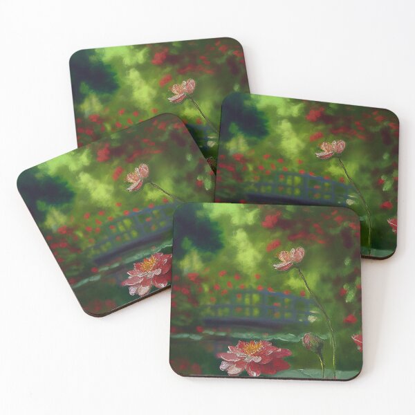 Item preview, Zinnia red flower painting 3 -  inspired by Monet designed and sold by EmeraldeaArt.