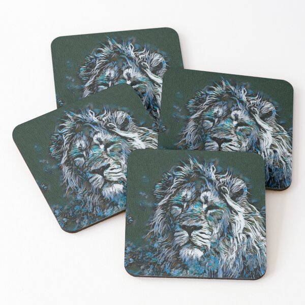 Item preview, Blue Abstract lion art designed and sold by Inktown.