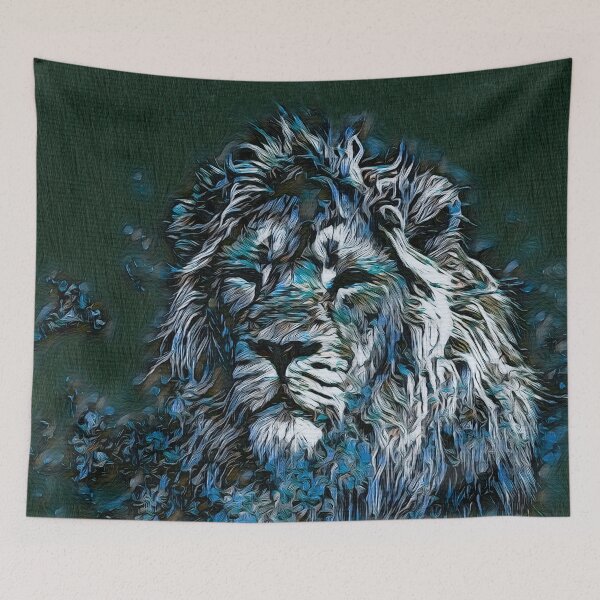 Item preview, Blue Abstract lion art designed and sold by Inktown.