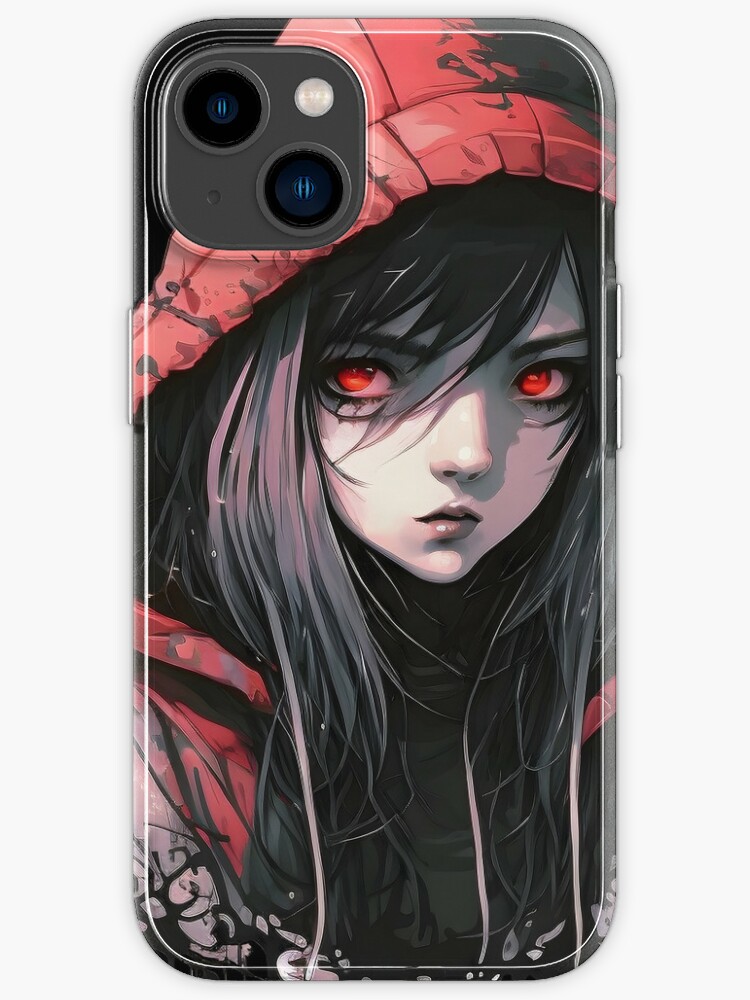 Anime Girl in Hoodie - Red / Black Aesthetic Art Print for Sale by Nymmzi