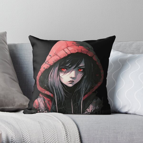 Anime Girl in Hoodie - Red / Black Aesthetic Art Print for Sale by Nymmzi