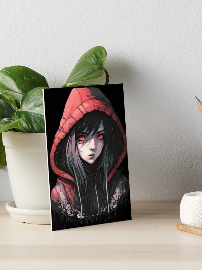 Premium AI Image  A sad anime character with a black hoodie.