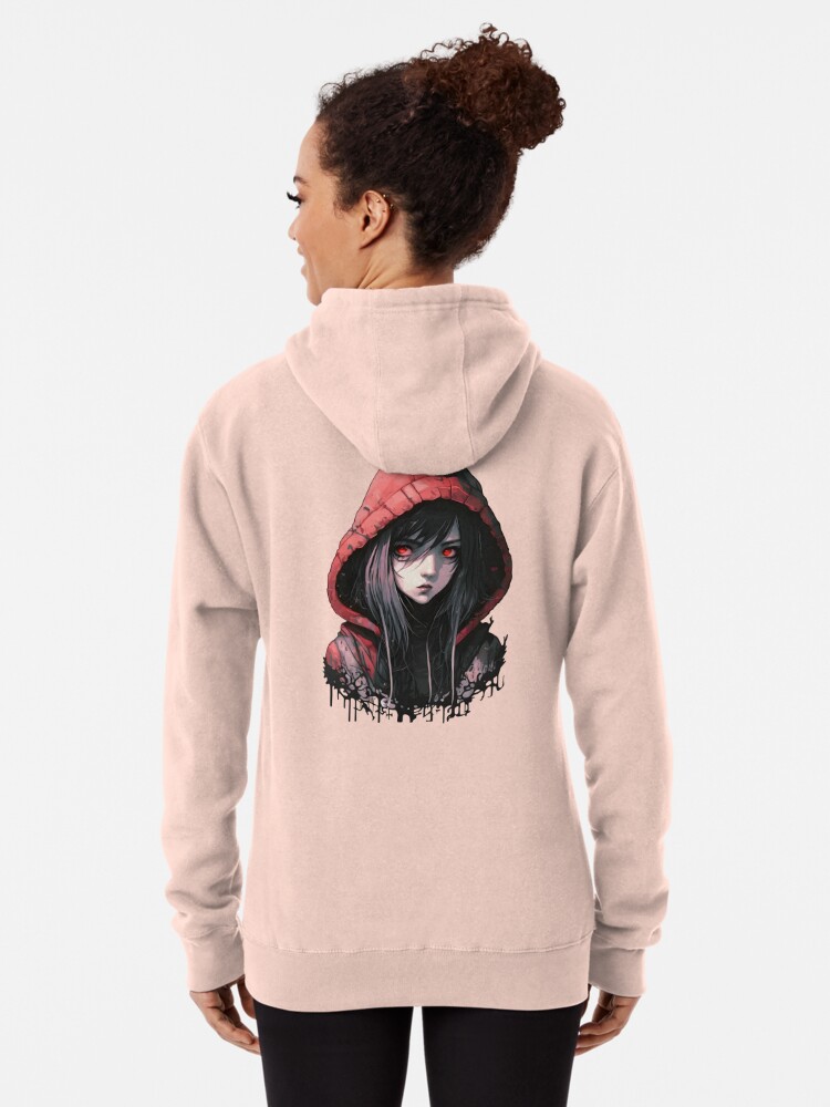 Anime Girl in Hoodie - Red / Black Aesthetic Art Print for Sale by Nymmzi