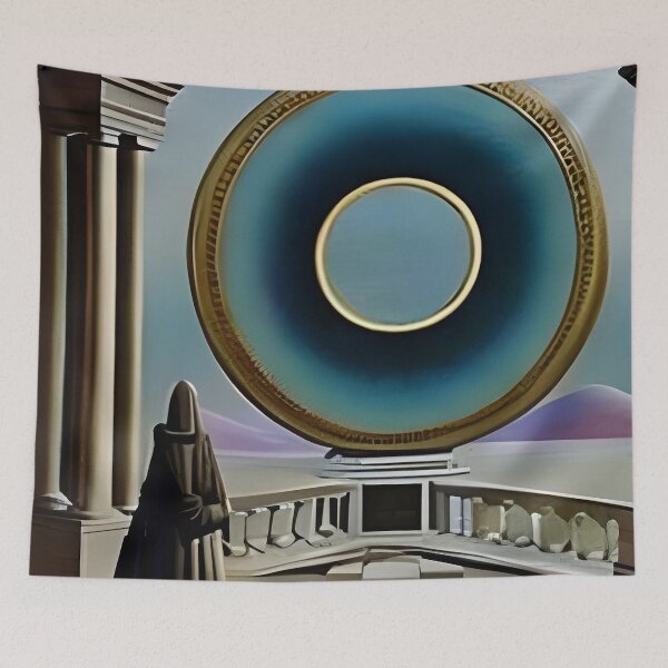 Item preview, Surrealist painting like digital art of a Wizard in a balcony looking out at the Monad of creation  designed and sold by Ataraxia  Apparel.