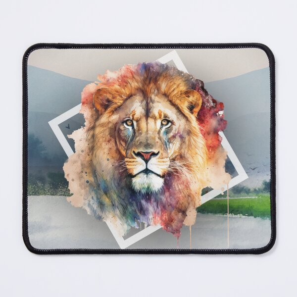 Item preview,  Fangs the Lion with background  - Watercolor Animal Series designed and sold by Bolg3r.