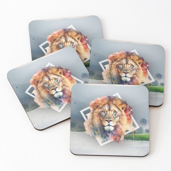 Item preview,  Fangs the Lion with background  - Watercolor Animal Series designed and sold by Bolg3r.