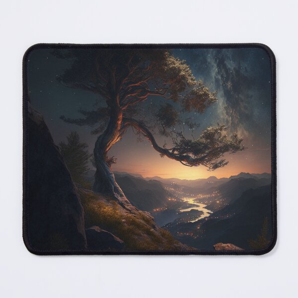 Aperçu de l'œuvre Une belle peinture de photographie de paysage de nuit avec un arbre, des étoiles et une rivière créée et vendue par dashnezz.