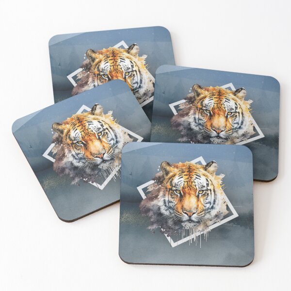Item preview, Felix the Tiger with background  - Watercolor Animal Series designed and sold by Bolg3r.